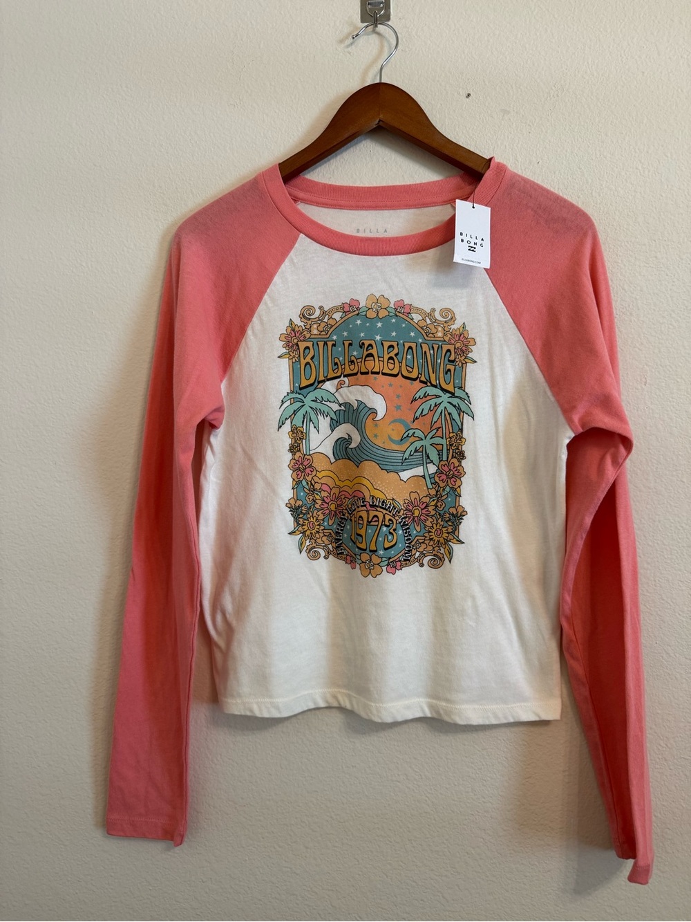 BillaBong La Playa Raglan Pink Long Sleeve Tee Top